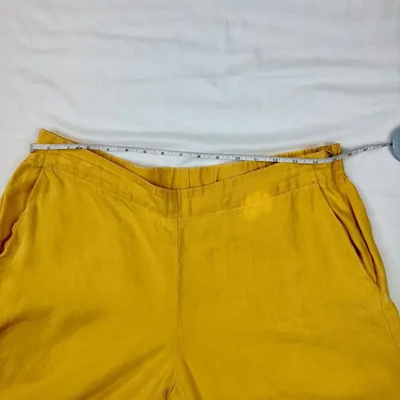 J Jill Love Linen Wide Leg Capri Pant Mustard Sun Yellow Women’s Medium Boho - Picture 11 of 16